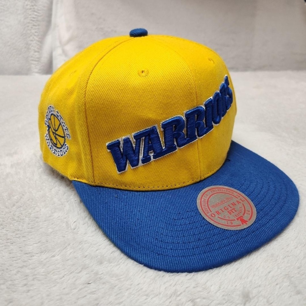 Golden State Warriors Mitchell & Ness Hat Cap Snap Back Worldmark Mens Gold NBA